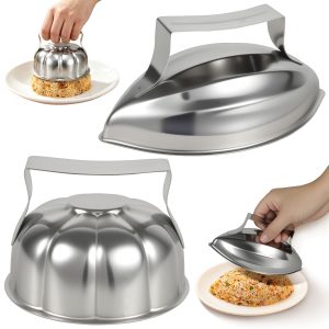 Austok Stainless Steel Rice Shaper Mold Pumpkin Shape Mold Press Mould with Handle for Egg Fried Omurice Omelette Sushi Plating