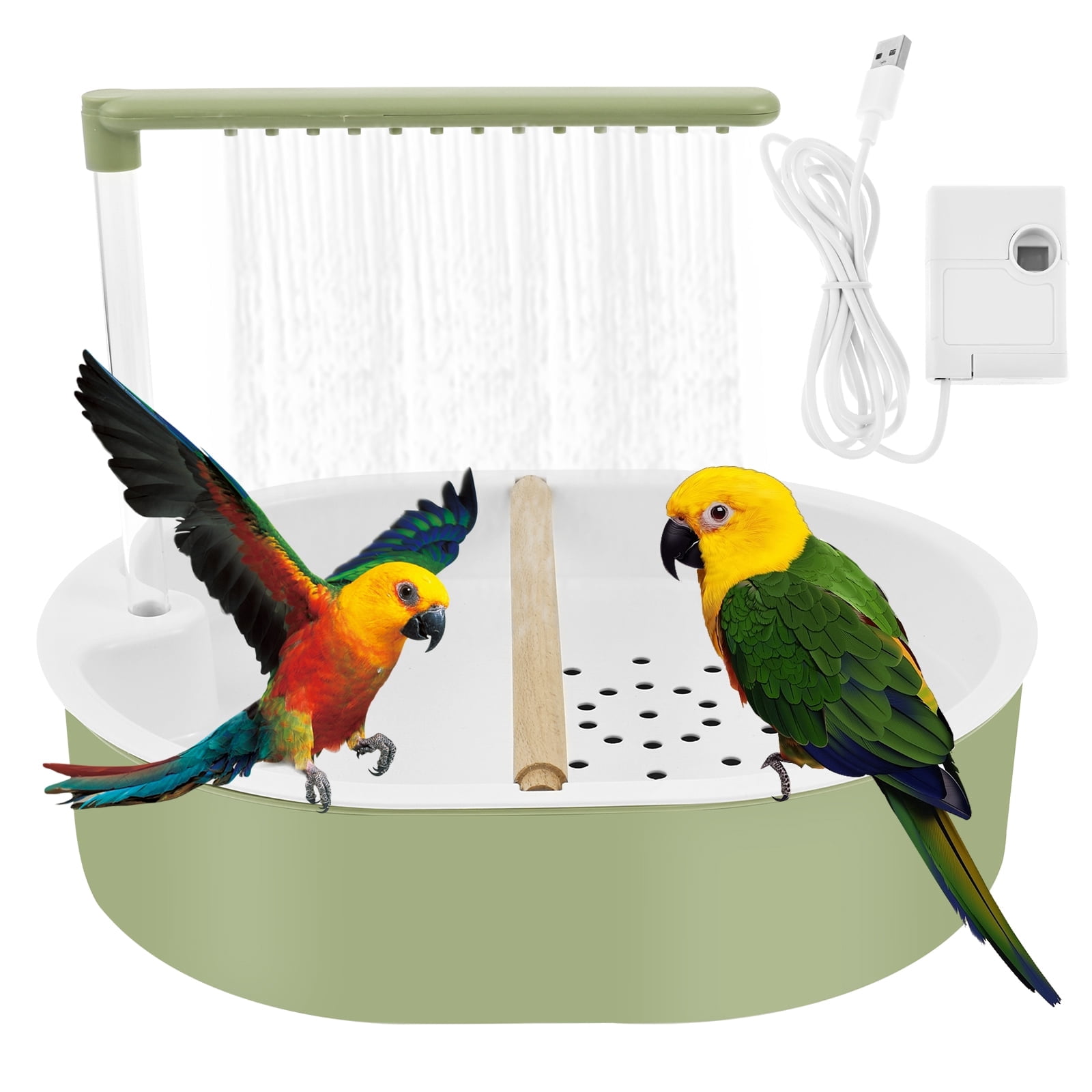Bird Shower Bath Automatic Parakeet Bird Bath with Pump for Cage Indoor, 1.5L Large Capacity Pet Bird Bathing Station for Cockatiel, Conure, Lovebird