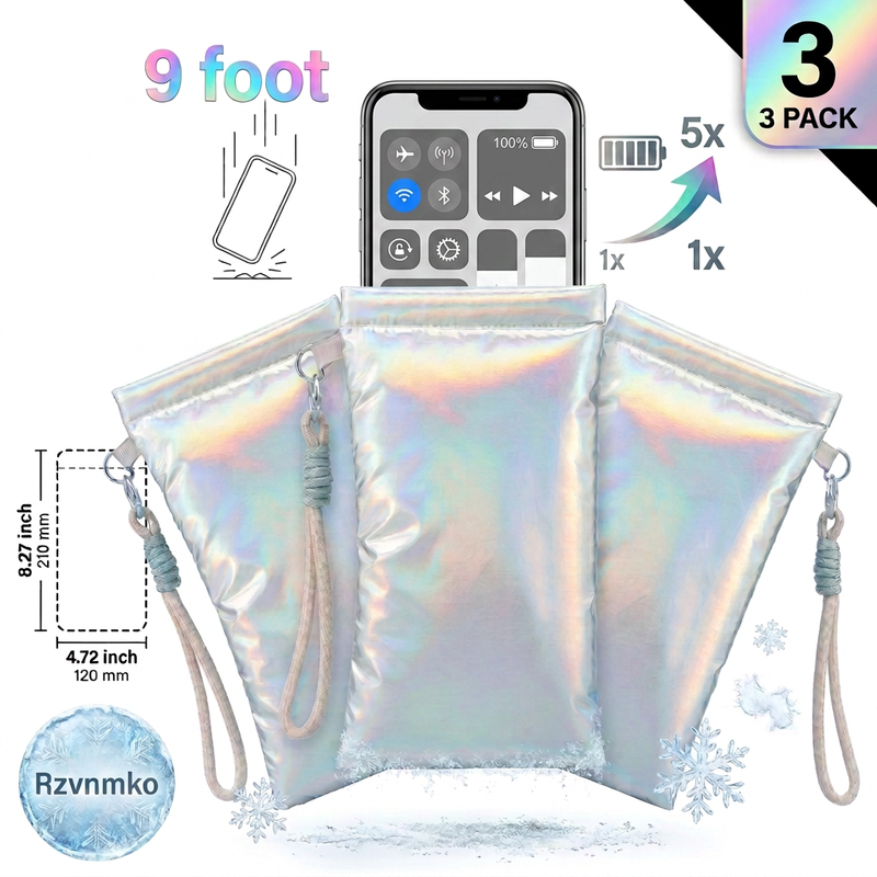 3 Pack Thermal Phone Case 8.3x4.7inch Insulated Phone Pouch Pouch 9-foot Drop Protection Extends Battery Life 5X for Summer Beach & Winter Skiing Prevents Overheating and Freezing