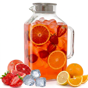 1 Gallon Thickened Glass Pitcher with Lid, Square Borosilicate Glass Carafe for Fridge, Heat Resistant Water Jug for Iced Tea, Cold Brew Coffee, Juice and Homemade Beverage