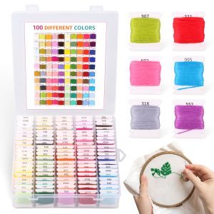 100-Color Embroidery Floss Kit, 26.25ft Stranded Cotton Thread with DMC Color Numbers for Cross Stitch & Friendship Bracelets