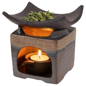 Ceramic Aromatherapy Stove Teapot Warmer Wax Melt Diffuser with Deep Bowl Design for Living Room Office Decor