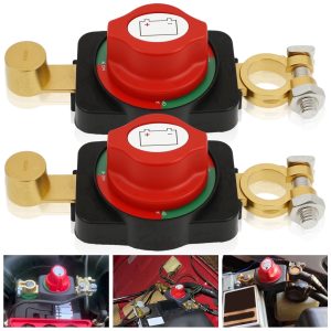 2Pcs Battery Disconnect Switch, 12V-48V Battery Kill Switch, Waterproof Power Cut Off Isolator for Car, RV, Boat, Truck