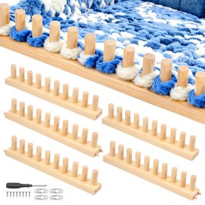 Tcwhniev Chunky Blanket Loom, Adjustable Wooden Knitting Loom for Large Blanket Making, No Needles Required DIY Hand Knitting Kit for Beginners