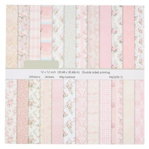 Boho Scrapbook Paper 12" x12" Cardstock Paper Pad, 24 Sheets Double Sided Floral Patterned Decorative Craft Paper for Junk Journal Supplies, Card Making, DIY Projects, Cottagecore Aesthetic