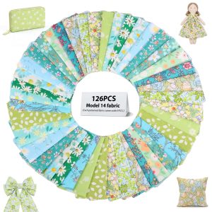 126 Pcs Quilting Cotton Fabric Square 5 Inch Decorative Floral Print Sewing Fabric Square Patchwork for DIY Craft Scrapbooking Wallet