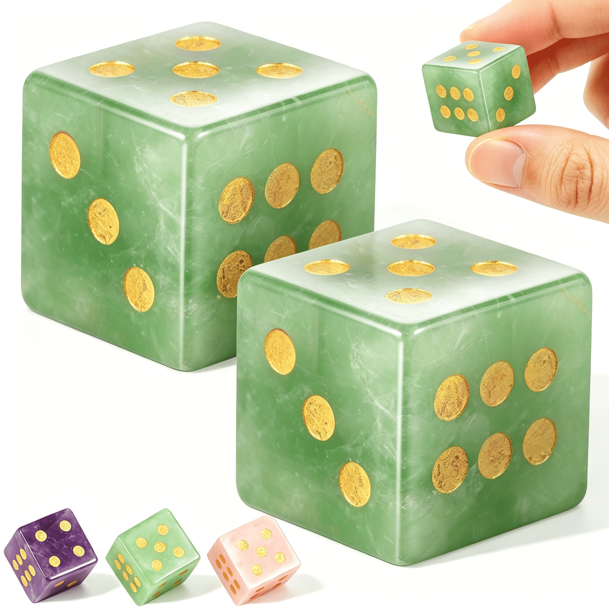 2Pcs 16mm Natural Crystal Mahjong Dice Set, 6 Sided Substantial Weight Decorative Gemstone Dice, Perfect Mahjong Hostess Gift & Tabletop Party Accessories