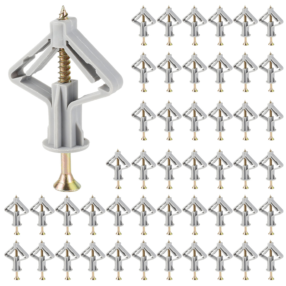 Drywall Anchors with Screws, 50 Pack Heavy Duty Wall Anchors for Drywall, Sheetrock and Hollow Wall, Anti-Rotation Butterfly Plasterboard Anchor Kit with 2" Screws