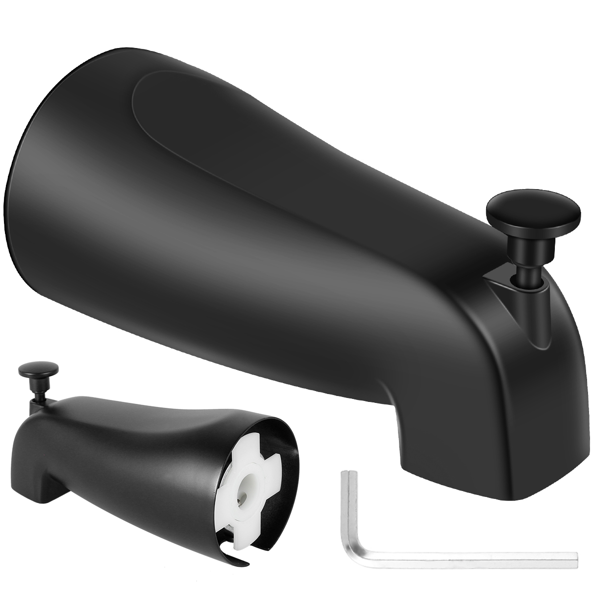 Slip Fit Tub Spout, 1/2 Inch Slip On Bathtub Faucet Replacement, Heavy Duty Zinc Alloy Metal, Universal Fit for Bathroom Tub Remodel, Matte Black