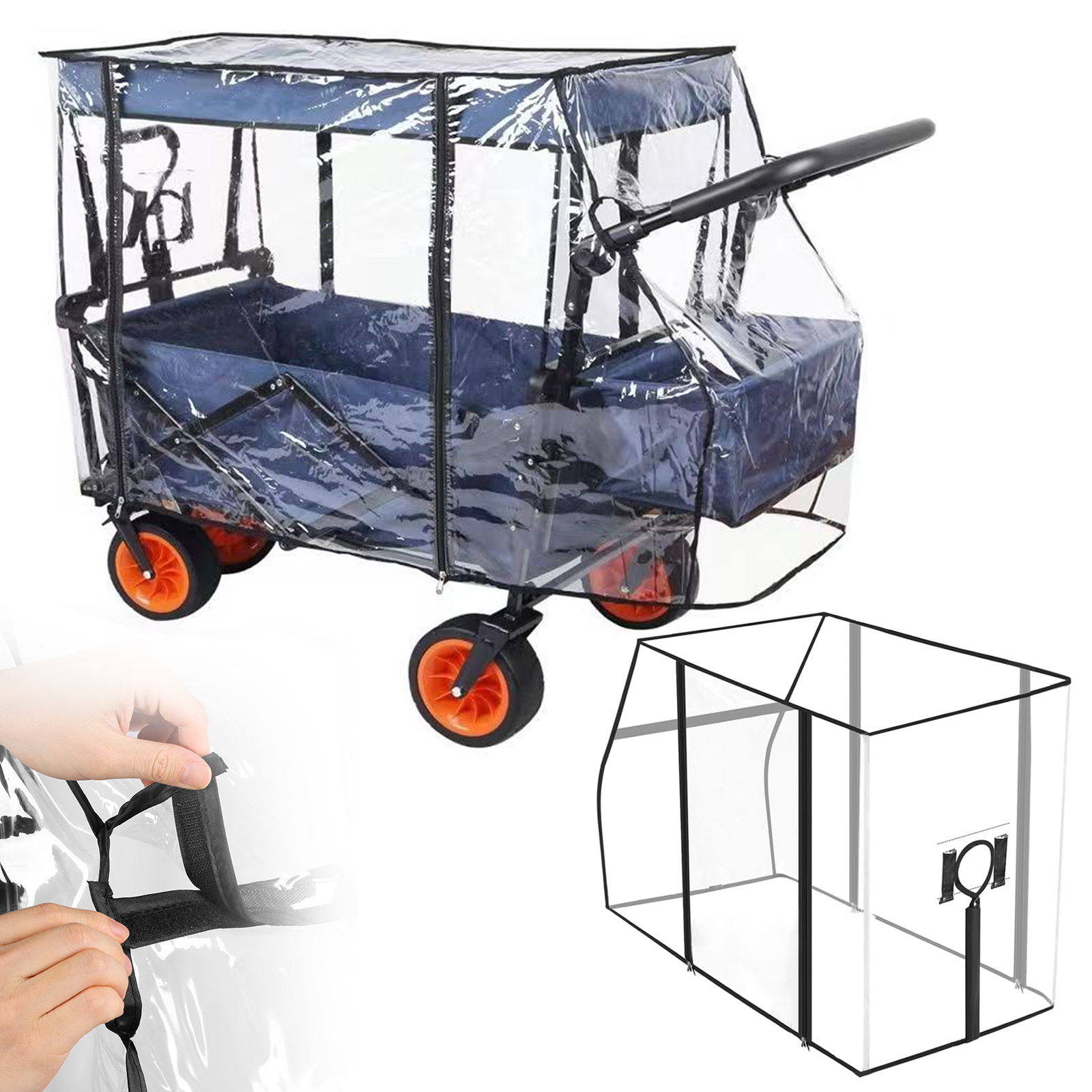 Rain Cover For Camping Trolley Handcarts For Children Transparent Rain Cover For Wagon Stroller, Foldable Beach Waterproof Rain Cover