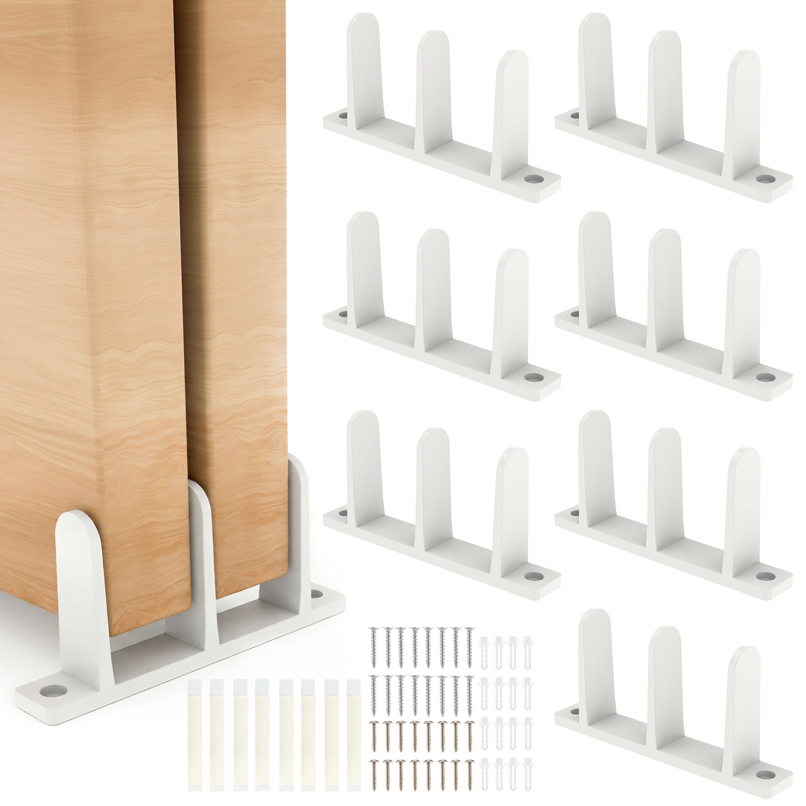 8 Pcs Sliding Closet Door Floor Guides, Universal ABS Bottom Guide for 1-3/8" Thick Doors, Bypass Closet Track Hardware Replacement Kit