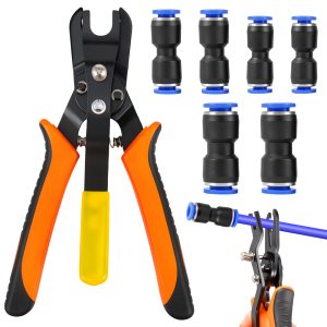 4-in-1 Push to Connect Fittings Disconnect Tool for 1/4" to 1/2" Tubes, Air Line Pliers for Pneumatic and RO Water Systems, 7Pcs Kit