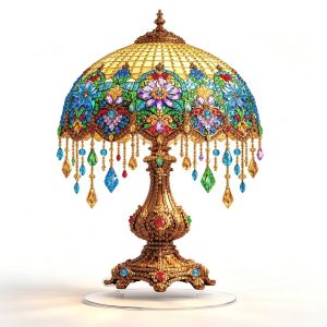 Desktop Gem Painting Kit Acrylic Lamp Design Colorful Double Sided, Assorted Colors 8" x 6" Premium Decor for Everyday Home Kitchen Office Use, Lifestyle Essentials