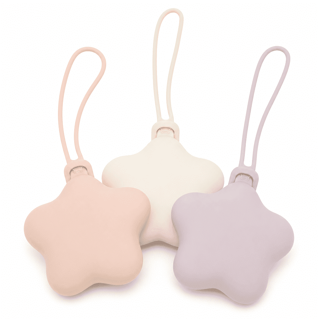3 Pack Silicone Pacifier Holder Case Star Shaped Pacifier Pouch Container with Strap for Stroller Diaper Bag
