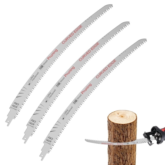 3pcs Arc Edge Reciprocating Saw Blades for Trees, 14.4 Inch 6TPI Pruning Sawzall Blades Set for Tree Trimming, Wet & Green Wood Cutting, Cr-V Steel Wood Cutting Sabre Saw Blades