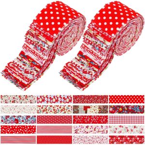 80Pcs Jelly Roll Fabric Cotton Quilting Fabric Breathable Precut Jelly Roll Fabric Strip for Quilting and Sewing 20 Different Patterns 2.56??19.69 inch