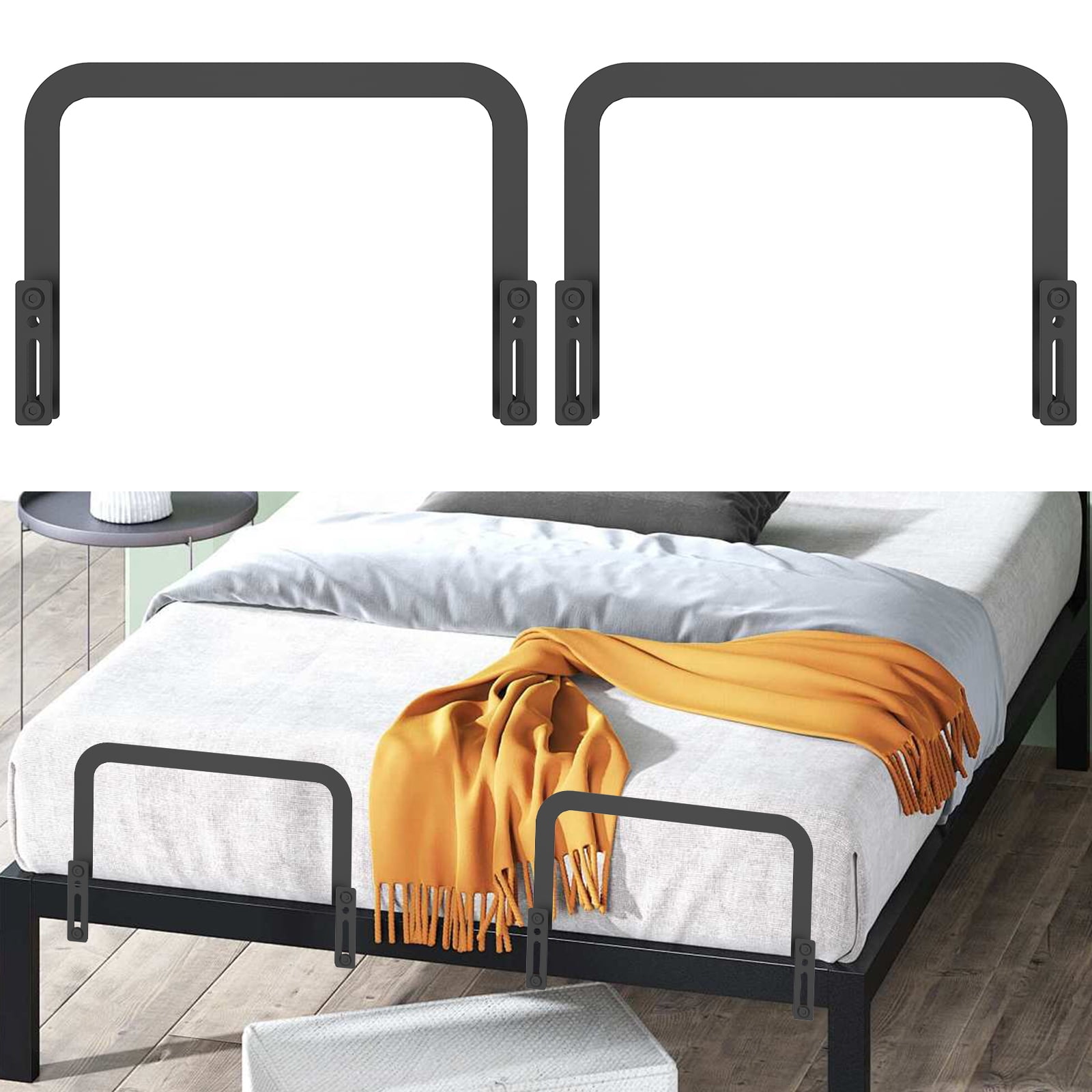 JTWEB 2Pcs Mattress Holder Nonslip Mattress Slide Stoppers Metal Mattress Retainer Bars for Adjustable Bed Mattress Stabilizers Easy Assemble/Disassemble Mattress Grippers