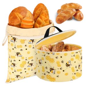 2 Pack Beeswax Bread Bag for Homemade Sourdough, Reusable Bread Bag with Zipper Access & Carry Handle, XL Beeswax Lined Bread Bag, Freezer Friendly Freshness Preservation for Food Storage