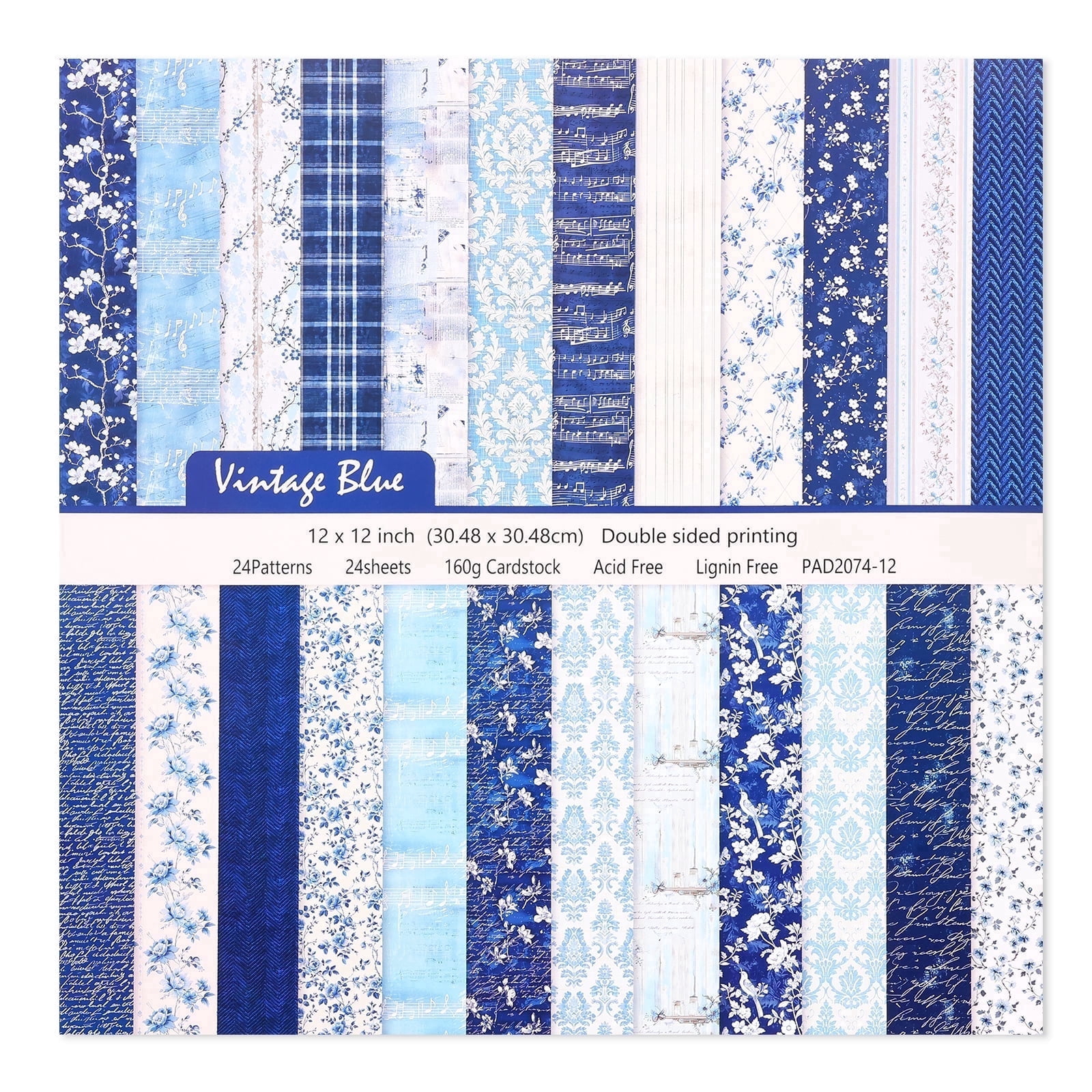 12x12 Scrapbook Paper (24 Sheets), 160gsm Double-Sided Cardstock for Junk Journaling, DIY Craft Supplies, Aesthetic Decorative Paper for Photo Album & Card Making