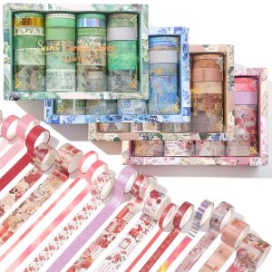 96 Roll Vintage Washi Tape Set Tape for Scrapbooking 4 Theme Medieval Oil Painting Romantic and Garden Decor Tape Assorted Sizes 5/10/15/20/30mm Wide 2m Long for Journal Scrapbook and DIY Craft