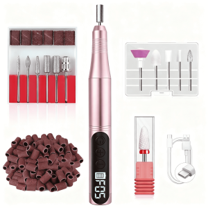Tcwhniev Cordless Electric Nail Drill, 35000RPM Rechargeable Nail File with LCD Display, Manicure Pedicure Tool for Acrylic Gel Nails