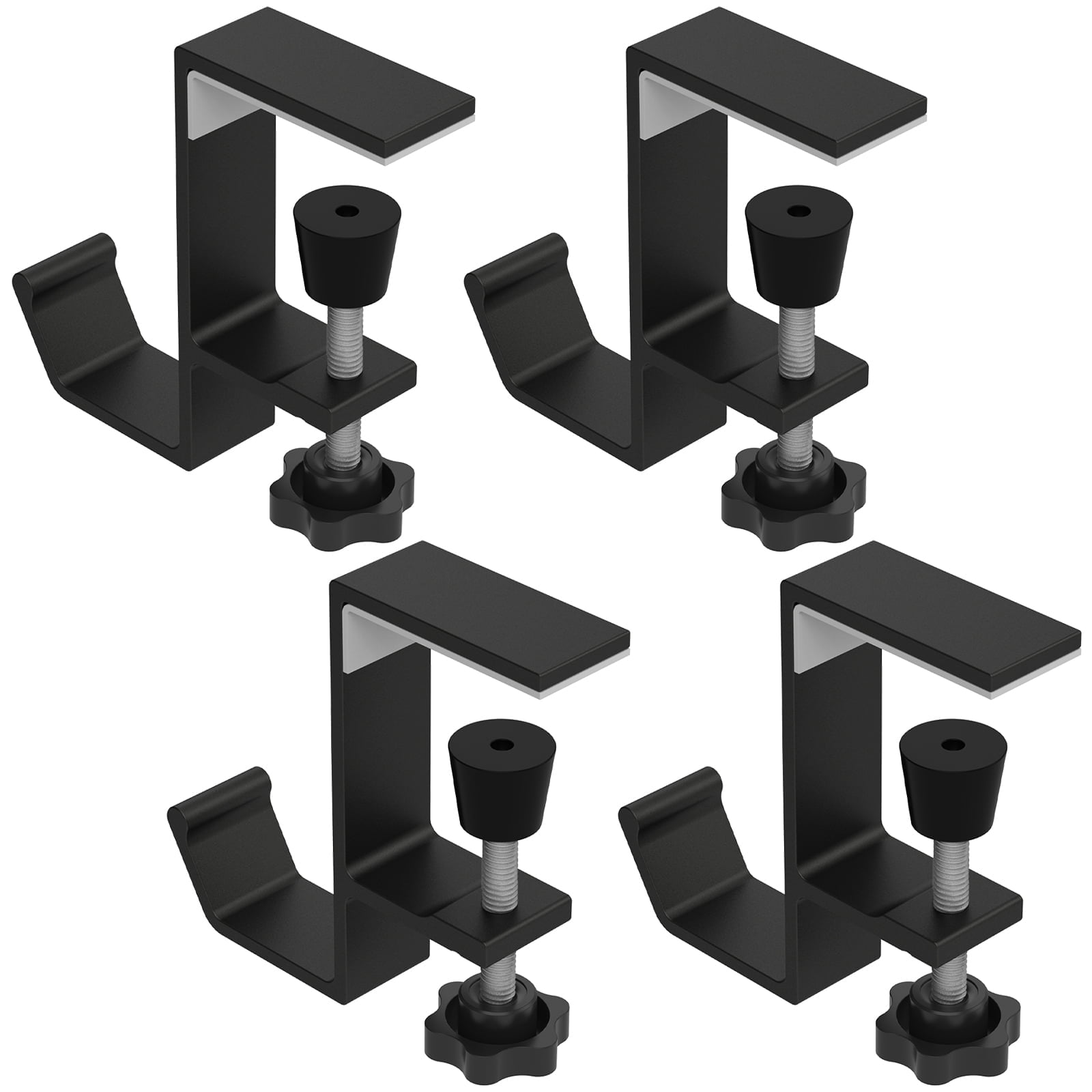4Pcs Desk Clamp On Hook Aluminum Table Hanger Hook Adjustable Under Desk Headphone Holder Nonslip Desk Mount Backpack Hanger Punch Free Desk Hook Clamp for Holding Bag Key Handbag