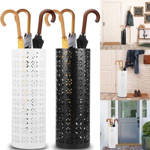 16.5 x 6inch Umbrella Stand Rack,Metal Umbrella Holder Freestanding Umbrella Stand Round Umbrella Holder Bin Waterproof Umbrella Storage Rack Indoor Walking Stick Holder for Home Entryway Office