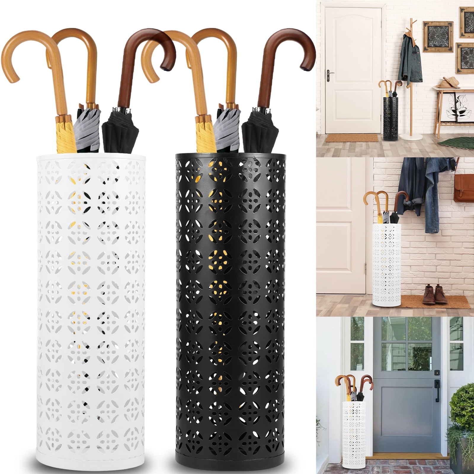 16.5 x 6inch Umbrella Stand Rack,Metal Umbrella Holder Freestanding Umbrella Stand Round Umbrella Holder Bin Waterproof Umbrella Storage Rack Indoor Walking Stick Holder for Home Entryway Office