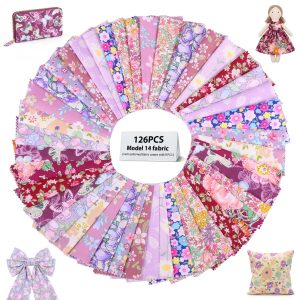 126 Pcs 5x5 Inch Charm Packs Precut Fabric Squares, 100% Cotton Floral Quilting Bundle for Patchwork and DIY Sewing