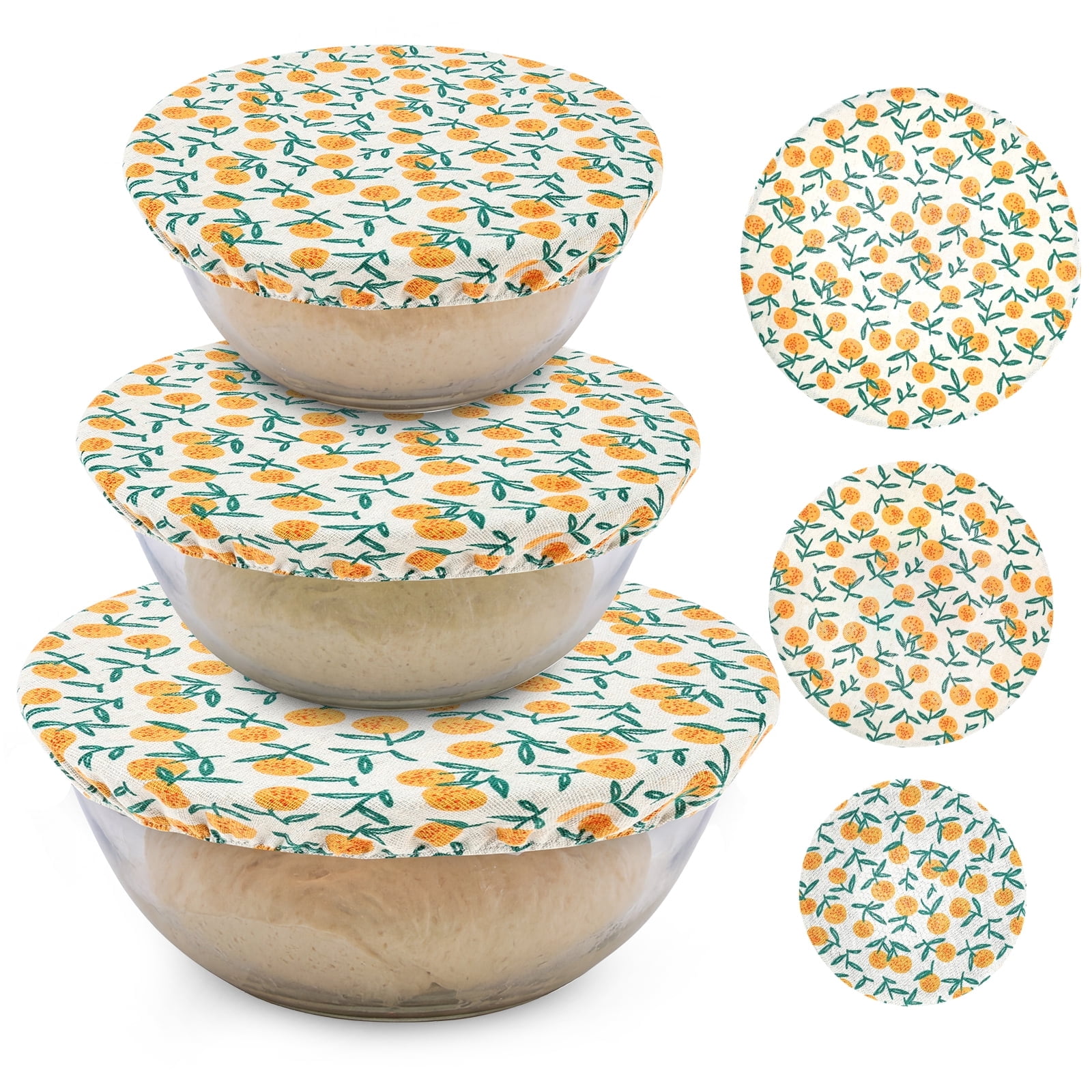 3PCS Reusable Bowl Covers for Bread Proofing, Breathable Cotton Linen with Elastic Rim, Fits 7 to 12 inch Bowls, 3 Size