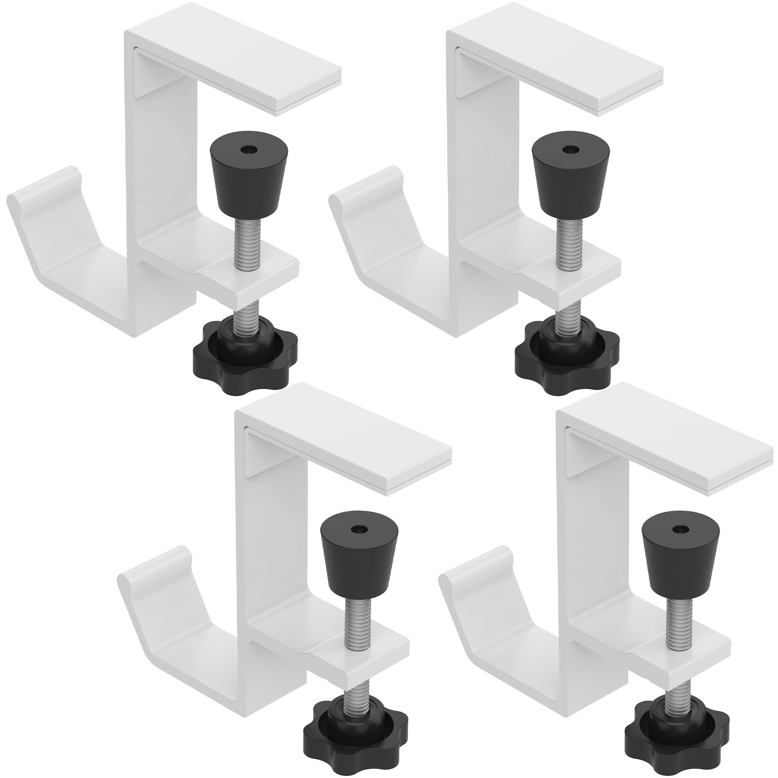 4Pcs Desk Clamp On Hook Aluminum Table Hanger Hook Adjustable Under Desk Headphone Holder Nonslip Desk Mount Backpack Hanger Punch Free Desk Hook Clamp for Holding Bag Key Handbag