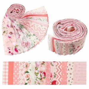 84PCS Jelly Roll Fabric 2.5 Inch Precut Fabric Strips for Quilting, 100% Cotton Floral Patchwork Fabric Rolls for Sewing DIY Crafts, 14 Patterns