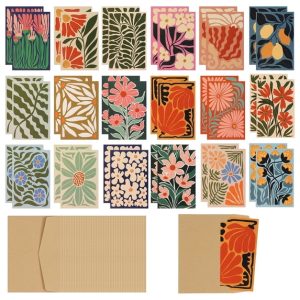 36 Pack Matisse Style Greeting Cards with Envelope 18 Floral Design Blank Note Card for All Occasion 7.87x5.91 Inch