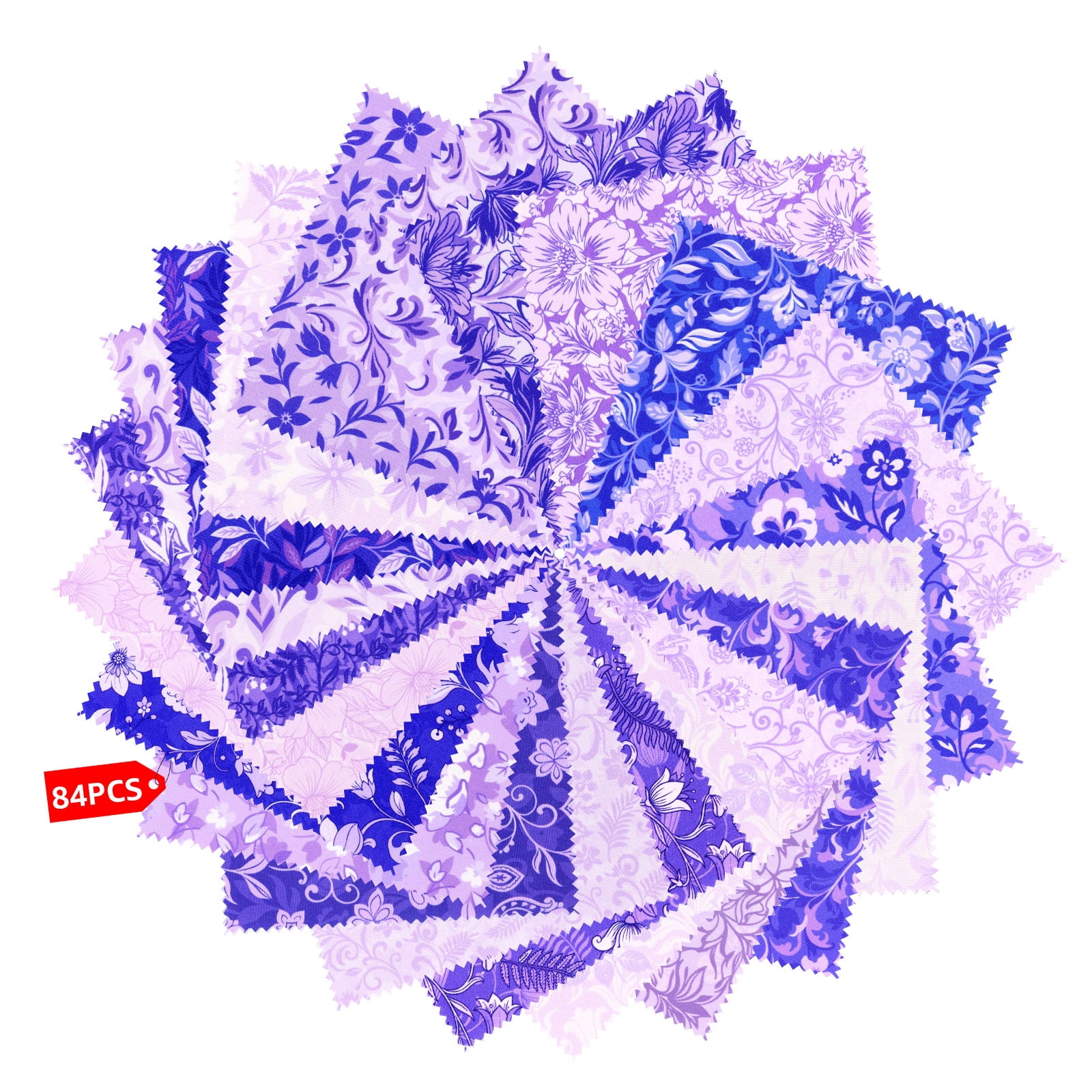 84Pcs Gradient Floral Cotton Fabric Bundles 5x5 inches Precut Quilting Fabric Squares for Quilting DIY Sewing Crafts and Scrapbooking