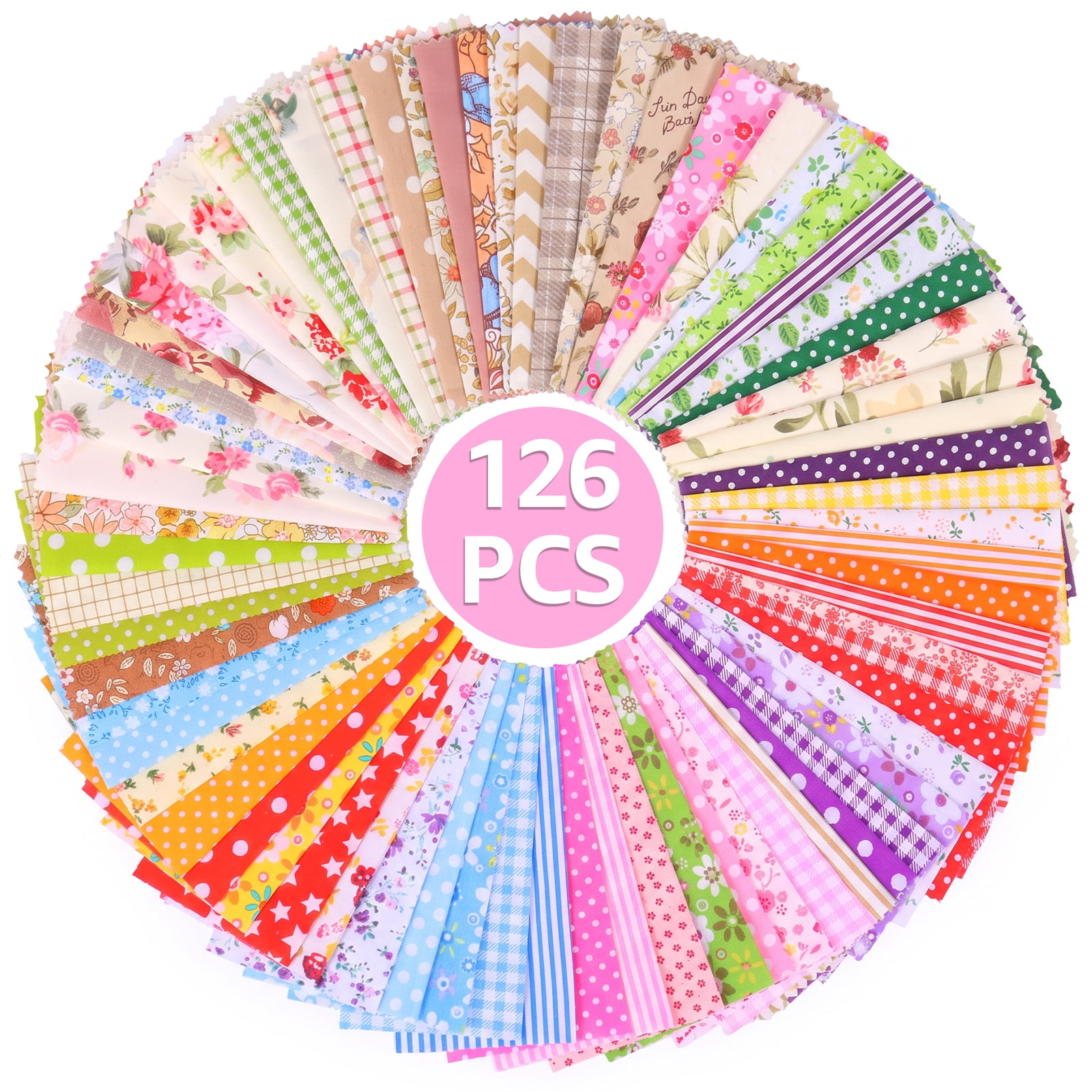 126Pcs Quilting Cotton Fabric Square 5 x 5 inches Charm Pack for Quilting Pre-Cut Quilting Fabric Squares Floral Patchwork for Sewing Scrapbooking Patchwork DIY Crafts