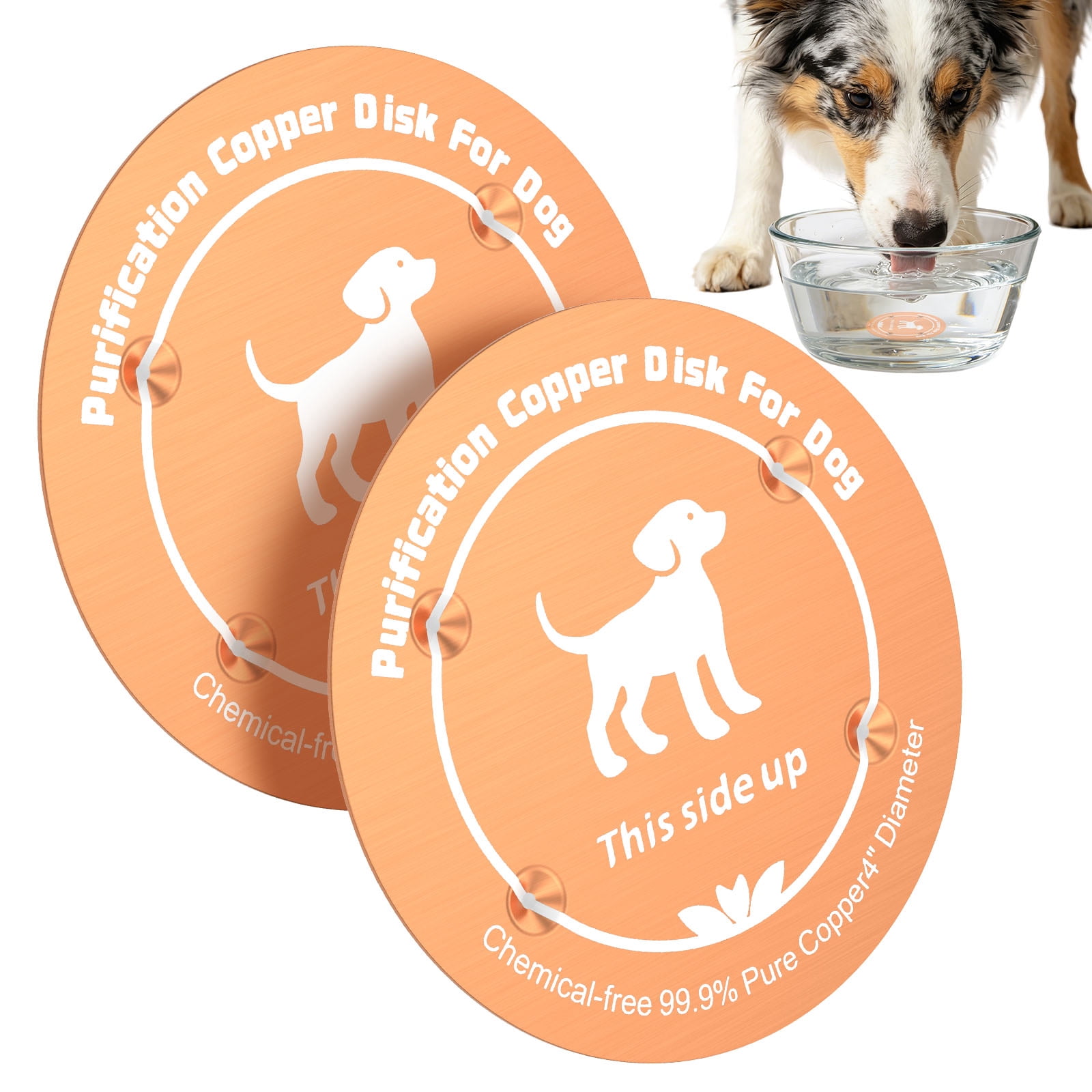 Copper Disk for Dog Water Bowl Dispenser 4 inches Diameter 0.02 in Thick Copper Disc Dog Water Bowl Dispenser Purification Disk with 4 Point Support